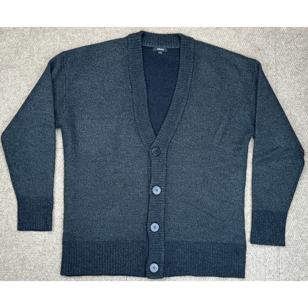 Allbirds Button Up Long Sleeve Men's Black 100% Wool Cardigan Size Large